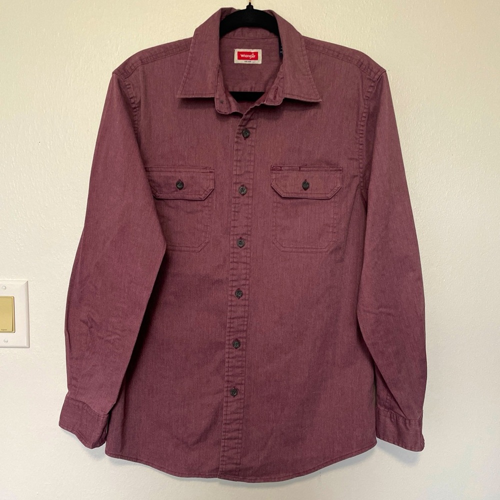 WRANGLER SHIRT SHACKET LONG SLEEVES MED TWO CHEST POCKETS WINE COLOR FOR FALL